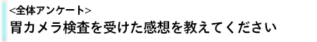 全体アンケート胃カメラ検査を受けた感想を教えてください