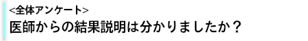 医師からの結果説明はわかりましたか